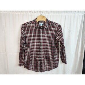 Columbia Men's Red ~ Black  ~ White Plaid  Button Up Long Sleeve Shirt Size XXL